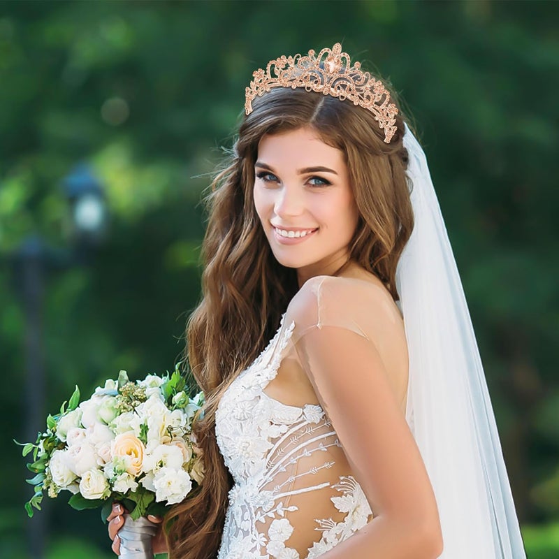 TAROSE Crowns for Women, Queen Crystal Gold Silver Tiaras with White Rhinestone and Combs, Goddess Crown for Wedding Bride Birthday Princess Bridal Shower Hair Accessories for Women - Image 5